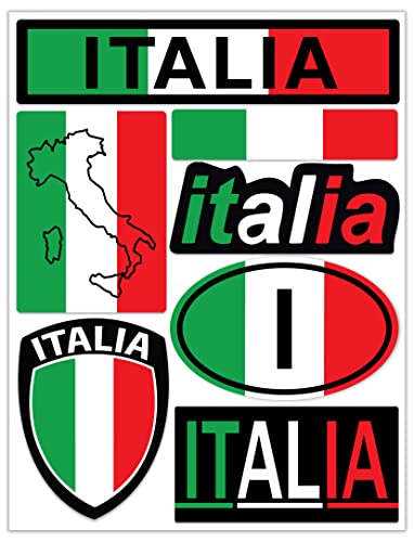 Biomar Labs® 7 x Vinyl Aufkleber Autoaufkleber Stickers Fahne Flagge Italy Italien Italienisch Auto Moto Motorrad Fahrrad Scooter Fenster D 70 von Biomar Labs