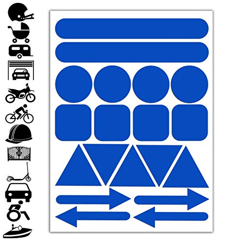 Biomar Labs® Reflektoren Reflektierende Aufkleber Reflexfolie Blau Stickers Set (19 Stück) Selbstklebend Fahrrad Reflektierende Reflektor Sicherheitsaufkleber D Blue von Biomar Labs