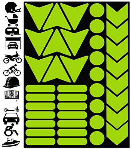 Biomar Labs Reflektoren Reflektierende Aufkleber Reflexfolie Neon Grün Gelb Stickers Set (40 Stück) Selbstklebend Fahrrad Reflektierende Reflektor Sicherheitsaufkleber D 81 von Biomar Labs