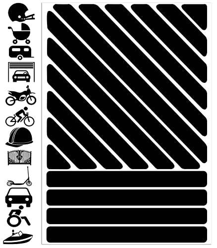 Biomar Labs - Reflektoren Fahrrad - Reflektierende Aufkleber Reflexfolie Schwarz Stickers Set (16 Stück) - für Fahrrad Roller - Reflektoren Kinder Kinderwagen - Selbstklebende folie D 77 von Biomar Labs