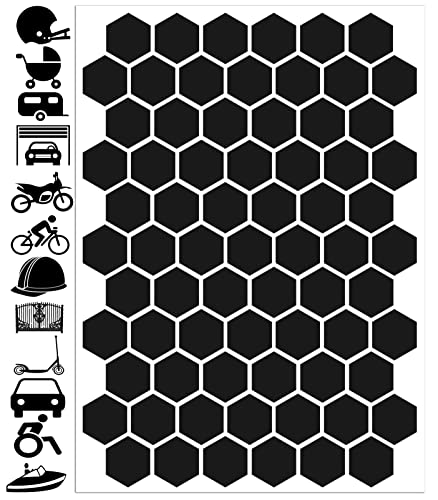 Biomar Labs - Reflektoren Fahrrad - Reflektierende Aufkleber Reflexfolie Schwarz Stickers Set (71 Stück) - für Fahrrad Roller - Reflektoren Kinder Kinderwagen - Selbstklebende folie D 52 von Biomar Labs