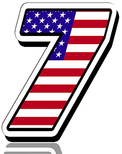 Biomar Labs® Startnummer Nummern Auto Moto Vinyl Aufkleber Amerika USA Nationalflagge Flagge Sticker Motorrad Motocross Motorsport Racing Nummer Tuning 7, N 307 von Biomar Labs