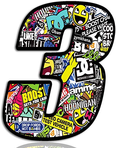 Biomar Labs® Startnummer Nummern Auto Moto Vinyl Aufkleber Bomb Sticker Stickerbomb Motorrad Motocross Motorsport Racing Nummer Tuning (3) N 203 von Biomar Labs