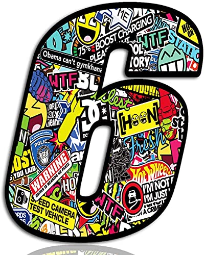 Biomar Labs Startnummer Nummern Auto Moto Vinyl Aufkleber Bomb Sticker Stickerbomb Motorrad Motocross Motorsport Racing Nummer Tuning (6) N 206 von Biomar Labs