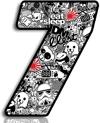 Biomar Labs® Startnummer Nummern Auto Moto Vinyl Aufkleber Bomb Sticker Stickerbomb Motorrad Motocross Motorsport Racing Nummer Tuning (7) von Biomar Labs