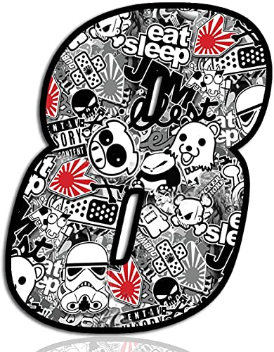 Biomar Labs Startnummer Nummern Auto Moto Vinyl Aufkleber Bomb Sticker Stickerbomb Weiß Motorrad Motocross Motorsport Racing Nummer Tuning (8) N 348 von Biomar Labs