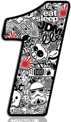 Biomar Labs® Startnummer Nummern Auto Moto Vinyl Aufkleber Bomb Sticker Stickerbomb Motorrad Motocross Motorsport Racing Nummer Tuning (1) von Biomar Labs