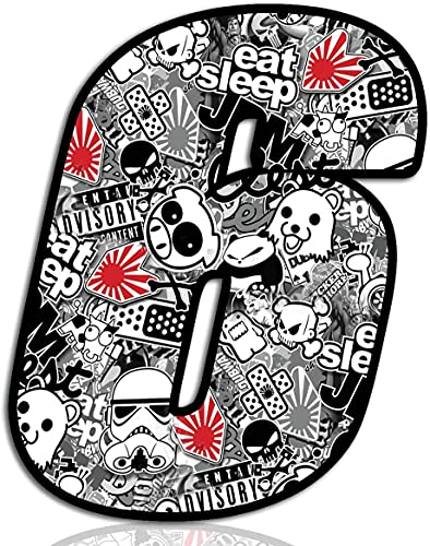 Biomar Labs® Startnummer Nummern Auto Moto Vinyl Aufkleber Bomb Sticker Stickerbomb Motorrad Motocross Motorsport Racing Nummer Tuning (6) von Biomar Labs