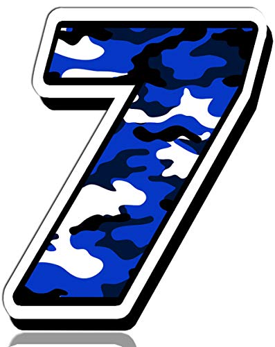 Biomar Labs® Startnummer Nummern Auto Moto Vinyl Aufkleber Sticker Blaue Tarnung Camouflage Motorrad Motocross Motorsport Racing Nummer Tuning 7, N 217 von Biomar Labs