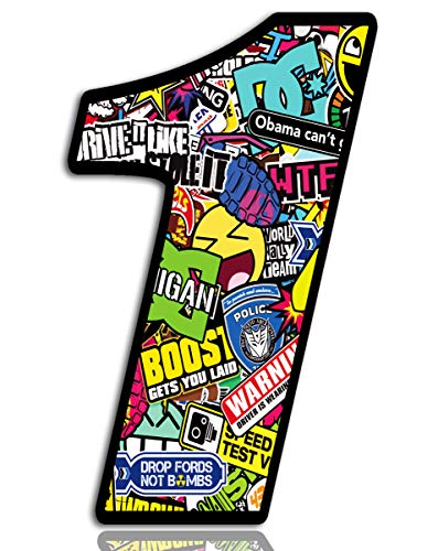 Biomar Labs® Startnummer Nummern Auto Moto Vinyl Aufkleber Sticker Bomb Stickerbomb Motorrad Motocross Motorsport Racing Nummer Tuning 1, N 201 von Biomar Labs