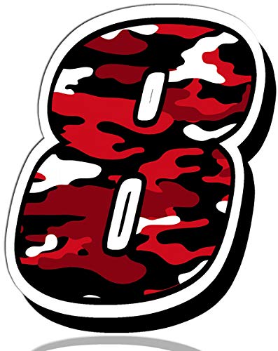 Biomar Labs® Startnummer Nummern Auto Moto Vinyl Aufkleber Sticker Rot Tarnung Camouflage Motorrad Motocross Motorsport Racing Nummer Tuning 8, N 228 von Biomar Labs