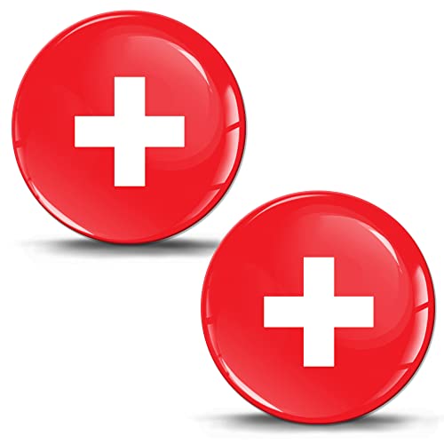 Biomar Labs 2 x Aufkleber 3D Gel Silikon Schweiz Nationalflagge Flagge Fahne Autoaufkleber Auto Motorrad Fahrrad Fenster Handy Laptop PC Tablet Tür KS 204 von Biomar Labs