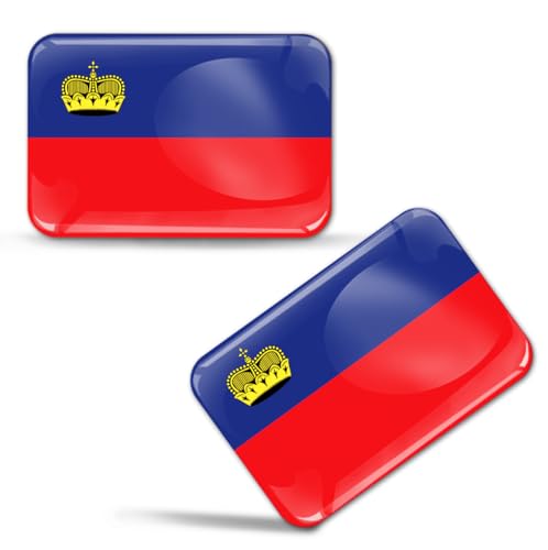 Biomar Labs 2 x Aufkleber 3D Gel Silikon Stickers Flagge Liechtenstein Fahne Auto Motorrad Fahrrad Fenster Tür PC Handy Tablet Laptop F 178 von Biomar Labs