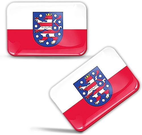 Biomar Labs 2 x Aufkleber 3D Gel Silikon Stickers Thüringen Flagge Bundesland Flag Fahne Auto Motorrad Fahrrad Fenster Tür PC Handy Tablet Laptop F 98 Z* von Biomar Labs