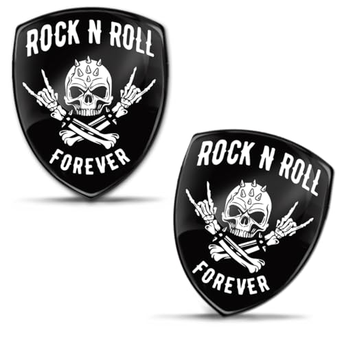 Biomar Labs 2 x Aufkleber 3D Gel Silikon Stickers Totenkopf Autoaufkleber Auto Motorrad Fahrrad Laptop PC Tablet Schädel Das Heavy Metal Zeichen Rock And Roll Forever KS 9 von Biomar Labs