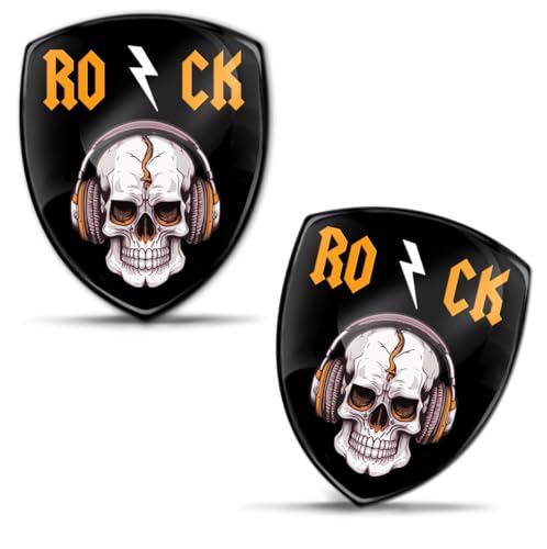 Biomar Labs 2 x Aufkleber 3D Gel Silikon Stickers Totenkopf Autoaufkleber Auto Motorrad Fahrrad Laptop PC Tablet Schädel Rock And Roll KS 198 von Biomar Labs