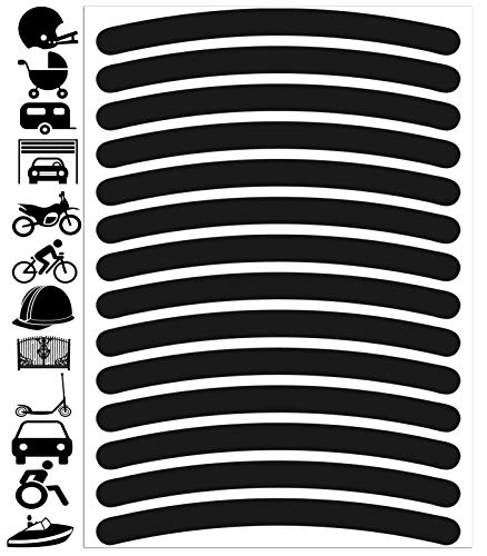 Biomar Labs - Reflektoren Fahrrad - Reflektierende Aufkleber Reflexfolie Schwarz Stickers Set (14 Stück) - für Fahrrad Roller - Reflektoren Kinder Kinderwagen - Selbstklebende folie D 54 von Biomar Labs