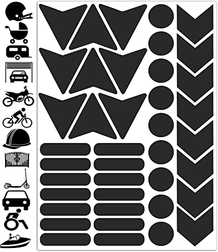 Biomar Labs - Reflektoren Fahrrad - Reflektierende Aufkleber Reflexfolie Schwarz Stickers Set (40 Stück) - für Fahrrad Roller - Reflektoren Kinder Kinderwagen - Selbstklebende folie D 46 von Biomar Labs