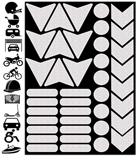 Biomar Labs - Reflektoren Fahrrad - Reflektierende Aufkleber Reflexfolie Schwarz Stickers Set (40 Stück) - für Fahrrad Roller - Reflektoren Kinder Kinderwagen - Selbstklebende folie D 48 von Biomar Labs