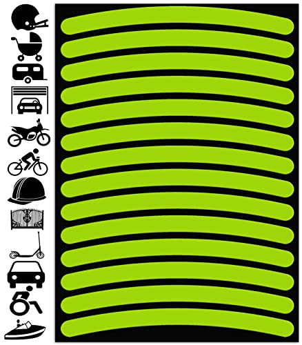 Biomar Labs Reflektoren Reflektierende Aufkleber Reflexfolie Neon Grün Gelb Stickers Set (14 Stück) Selbstklebend Fahrrad Reflektierende Reflektor Sicherheitsaufkleber D 54 Grün von Biomar Labs