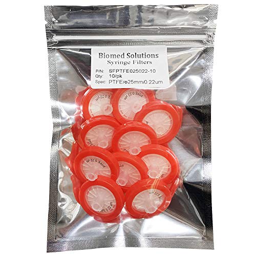 Bioemd Scientific Spritzenfilter, hydrophile PTFE-Membran, 25 mm Durchmesser, 0,22 um Porengröße, nicht steril, 10 Stück von Biomed Solutions