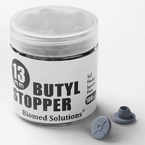 Biomed Scientific 13 mm Injektionsanschlüsse, Gummi-Stopfen für Einmachgläser, selbstheilender Butyl-Stopper für Glasflaschen und Flüssigkeitskultur, Produktion, 100 Stück pro Packung von Biomed Solutions