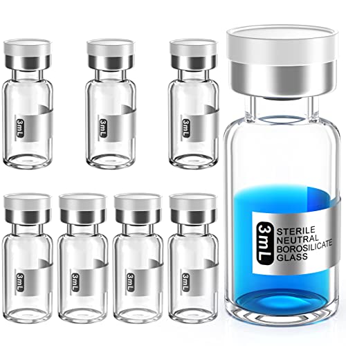 Biomed Solutions Leere sterile Phiole versiegelt mit Butylkautschuk-Stopper und Klappverschluss, Typ 1 Borosilikatglasschlauch, einzeln verpackt (3 ml, 8 Stück) von Biomed Solutions