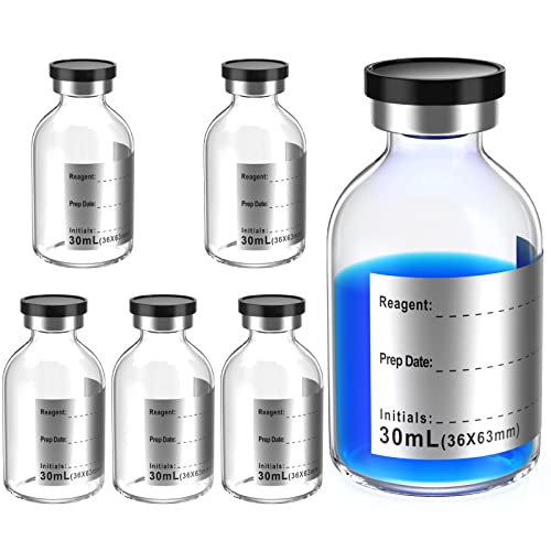 Biomed Solutions Leere sterile Phiole versiegelt mit Butylkautschuk-Stopper und Klappverschluss, Typ 1 Borosilikatglasschlauch, einzeln verpackt (30 ml, 8 Stück) von Biomed Solutions