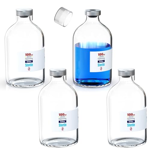 Biomed Solutions Sterile leere Phiole mit wiederverwendbarem Kunststoffdeckel, fertig zum Befüllen von Glasbehältern, Flüssigkeitsinjektionsflasche versiegelt mit selbstheilendem Injektionsanschluss von Biomed Solutions