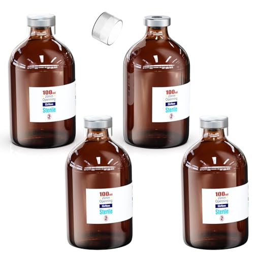 Biomed Solutions Sterile leere Phiole mit wiederverwendbarem Kunststoffdeckel, fertig zum Befüllen von Glasbehältern, Flüssigkeitsinjektionsflasche versiegelt mit selbstheilendem Injektionsanschluss von Biomed Solutions