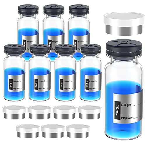 Empty Sterile Vial with Separate Butyl Rubber Stopper and Flip Cap, Removable, Individually Wrapped (10 ml, Pack of 8) von Biomed Solutions