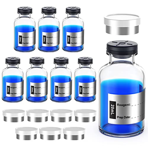 Empty Sterile Vial with Separate Butyl Rubber Stopper and Flip Cap, Removable,Individually Wrapped (20ml, Pack of 8) von Biomed Solutions