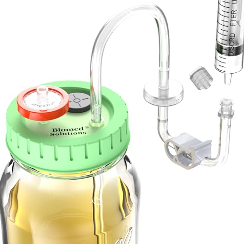 Verbesserter Lliquid-Kulturdeckel mit Schlauch für Medienextraktion, Standard-Maurerglas, Mykologie-Tubendeckel für Pilzzucht (6 Stück) von Biomed Solutions