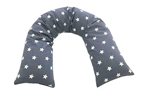 Biona Seitenschläferkissen/Stillkissen 200 x 35 cm (Baumwolle Sterne grau) von Biona