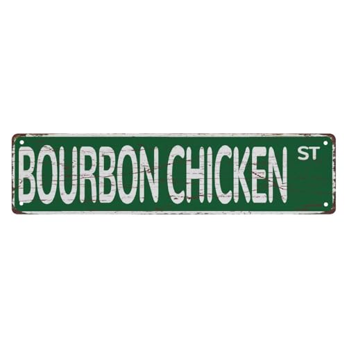 Metall-Blechschilder "Bourbon Chicken Street", Vintage-Schilder, Retro-Blechschilder, Kunstschild, Aluminiumschild für Schlafzimmer, Küche, Garten, Wand, Pub, Club, Kaffee, hängendes Schild Metall-Blechschilder "Bourbon Chicken Street", Vintage-Schilder, Retro-Blechschilder, Kunstschild, Aluminiumschild für Schlafzimmer, Küche, Garten, Wand, Pub, Club, Kaffee, hängendes Schild von Bioonce