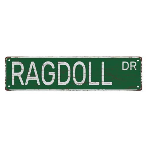 Metall-Blechschilder Ragdoll, Katzenliebhaber, Geschenk, Heimdekoration, Straßenschild, schwarzes Blechschild, 40,6 x 10,2 cm Metall-Blechschilder Ragdoll, Katzenliebhaber, Geschenk, Heimdekoration, Straßenschild, schwarzes Blechschild, 40,6 x 10,2 cm von Bioonce