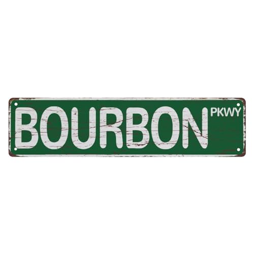 Straßenschild Metall-Blechschilder Bourbon Parkway Vintage Metallschild Retro Metallschild Bar Pub Poster Wandkunst Dekor Blechschild 10 x 40 cm von Bioonce