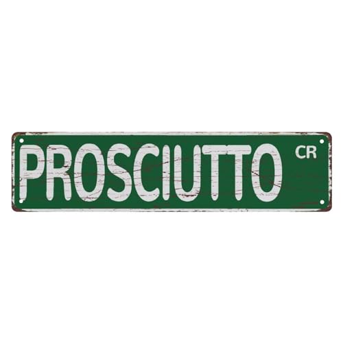Straßenschild Metall-Blechschilder Prosciutto Kreis Vintage Metallschild Retro Metallschild Bar Pub Poster Wandkunst Dekor Blechschild 10 x 40 cm Straßenschild Metall-Blechschilder Prosciutto Kreis Vintage Metallschild Retro Metallschild Bar Pub Poster Wandkunst Dekor Blechschild 10 x 40 cm von Bioonce