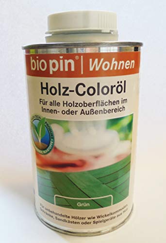 Biopin 0,5Ltr, Holz-Coloröl Grün, seidenglänzend, für Innen und Aussen von Biopin