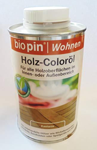 Biopin 0,5Ltr, Holz-Coloröl Kastanie, seidenglänzend, für Innen und Aussen von Biopin
