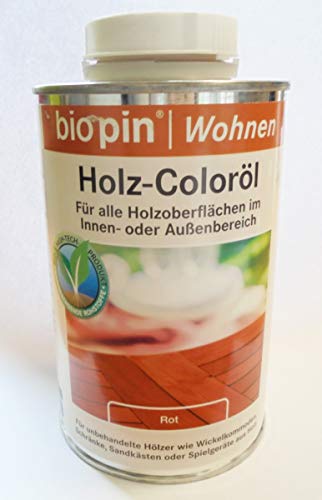 Biopin 0,5Ltr, Holz-Coloröl Rot, seidenglänzend, für Innen und Aussen von Biopin