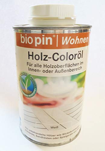 Biopin 0,5Ltr, Holz-Coloröl Weiß, seidenglänzend, für Innen und Aussen von Biopin