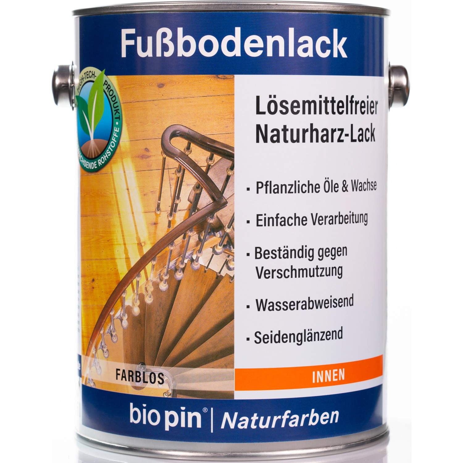 Biopin Fußbodenlack Transparent seidenglänzend 2,5 l von Biopin