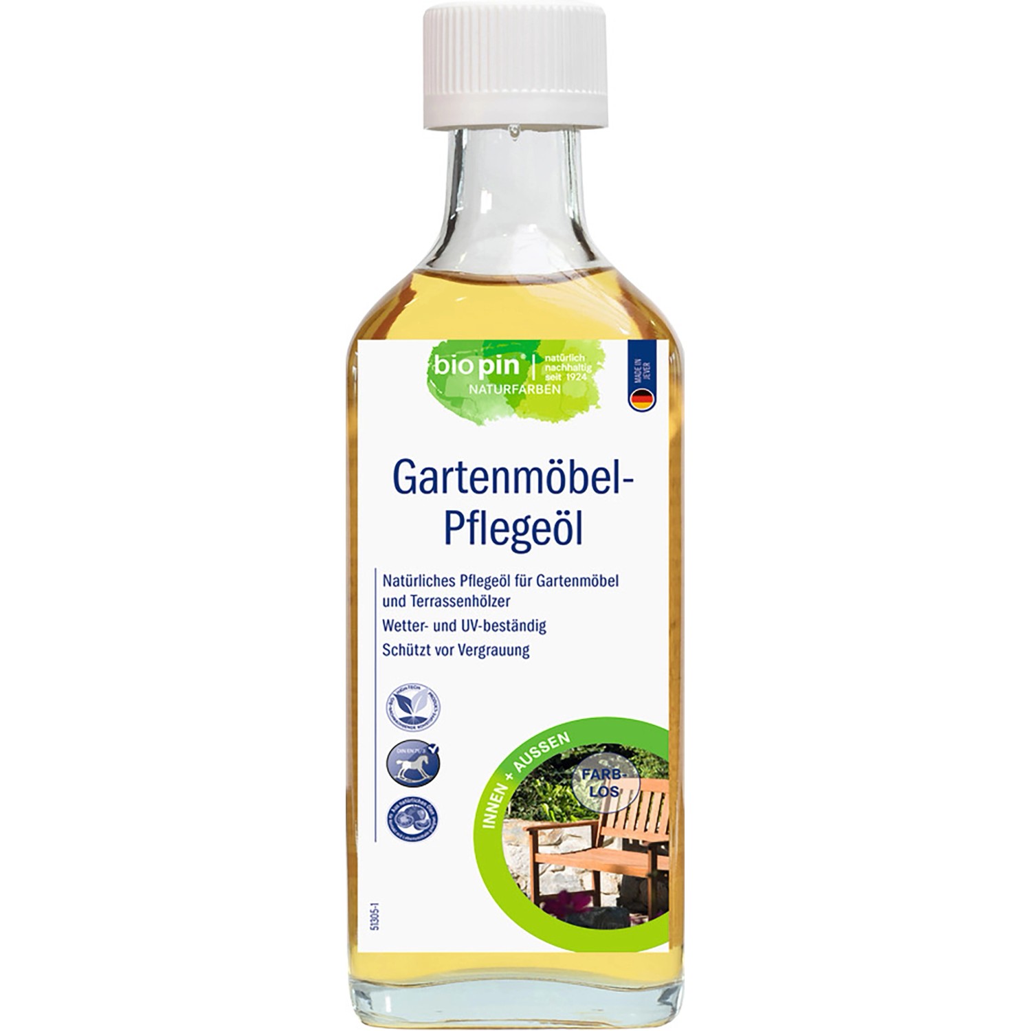 Biopin Gartenmöbel-Pflegeöl Farblos 250 ml von Biopin