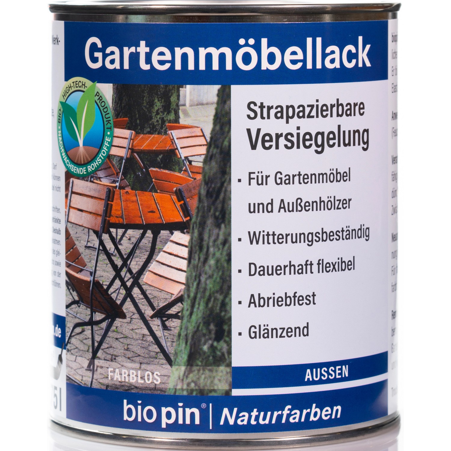 Biopin Gartenmöbellack farblos  glänzend 750 ml von Biopin