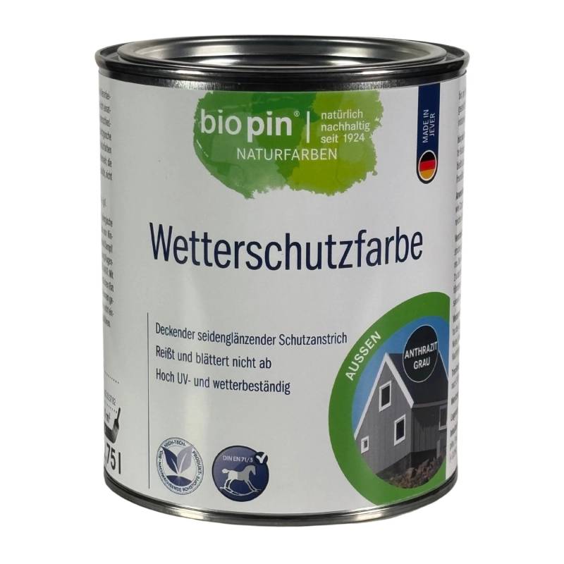 Biopin Wetterschutzfarbe Anthrazit Grau 0,75 l Biopin Wetterschutzfarbe Anthrazit Grau 0,75 l von Biopin