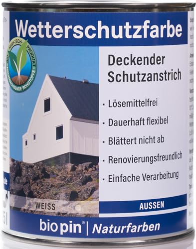 biopin Wetterschutzfarbe 0.75 L, weiß, 38311 von Biopin