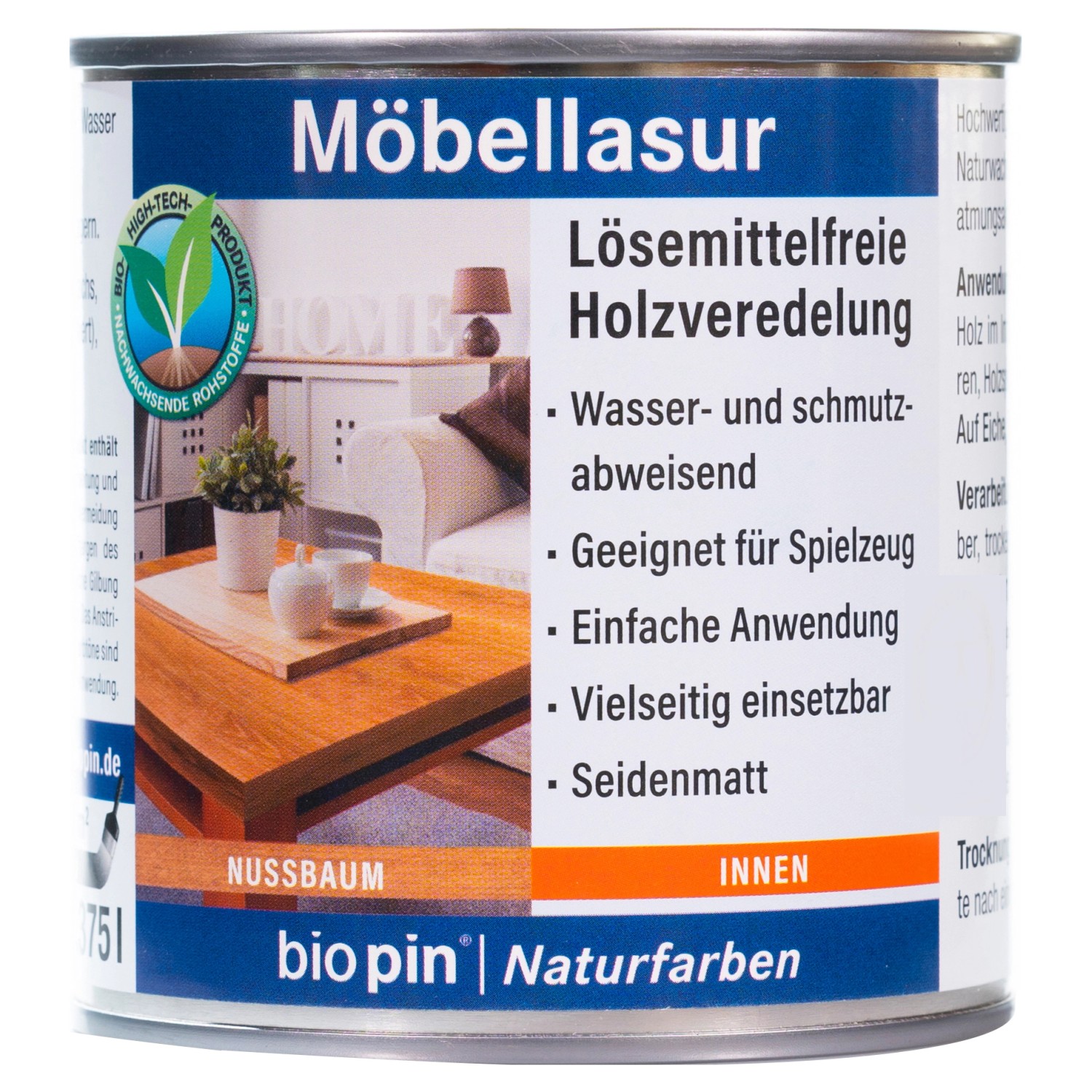 biopin Möbellasur nussbaum 0,375 l von Biopin