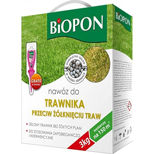 Biopon Rasendünger gegen Vergilbung - Dünger für Alle Rasen: Zier- , Sport- und Spielrasen - 3 kg für 150 m² von Biopon