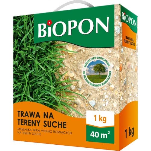 Biopon Rasensamen Dürreresistenter 1 kg - Grassamen Resistent gegen Starke Sonne - 1 kg Samen für 40 m² - Effizientes Rasensaat für Schönen Garten von Biopon